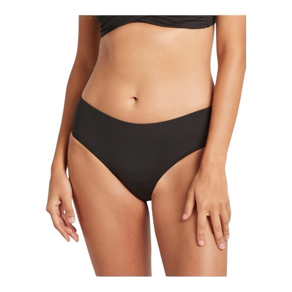 Sea Level Swim Essentials Mid Bikini Bottom Black NWT